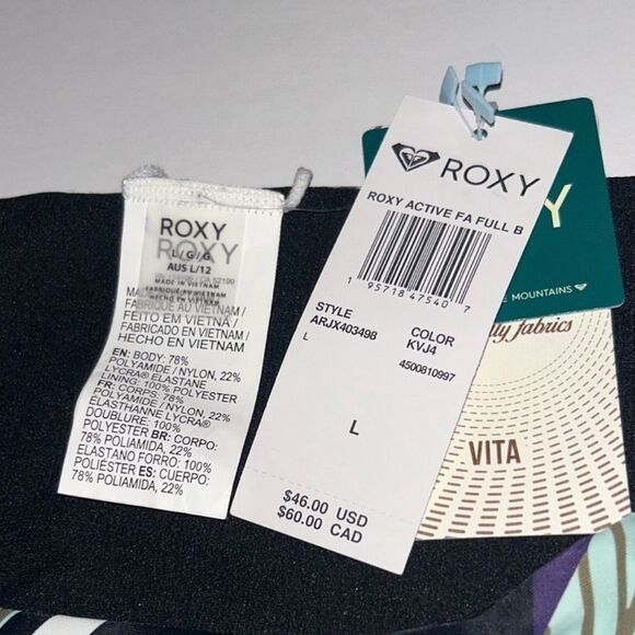 NWT Roxy Active Full Bikini Bottom in True Black Fasso Size Large - Picture 6 of 6